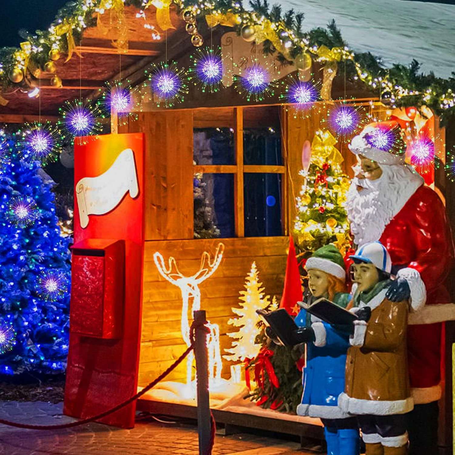 MIDDIA 4 Pcs Firework Lights Outdoor Holiday Tree Lights Christmas Decorations, Wedding Hanging Star Lights, Fairy Lights Sparklers Starburst Light, Diwali Firecracker String Light For Party Garden 4 MIDDIA 4 Pcs Firework Lights Outdoor Holiday Tree Lights Christmas Decorations, Wedding Hanging Star Lights, Fairy Lights Sparklers Starburst Light, Diwali Firecracker String Light For Party Garden - Image 4