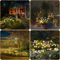Solar Outdoor Garden Lights, 4-Pack 32 LED Solar Outside Firefly Lights With 2 Lighting Modes, Waterproof Swaying Solar Powered Lights For Pathway Yard Christmas Landscape Patio Decoration, Warm White -Xmas Lighting Shop 81Xek SGV3L. AC SL1500