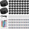 48 Pieces 3D Night LED Light Lamp Base, 16 Colors LED Display Base With Remote Control And USB Cable, Christmas Decorative Light Lamp Base Stand For Acrylic, Restaurant Room Shop, Black Color