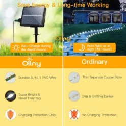 Ollny Solar Christmas Lights, Solar Outdoor String Lights, 2 Pack 80FT/240LED IP67 Waterproof Solar Fairy Lights, 8 Lighting Modes With 3 Timer, For Patio, Balcony, Garden, Wedding(Cool White) -Xmas Lighting Shop 81XwIGFFjaL. AC SL1500