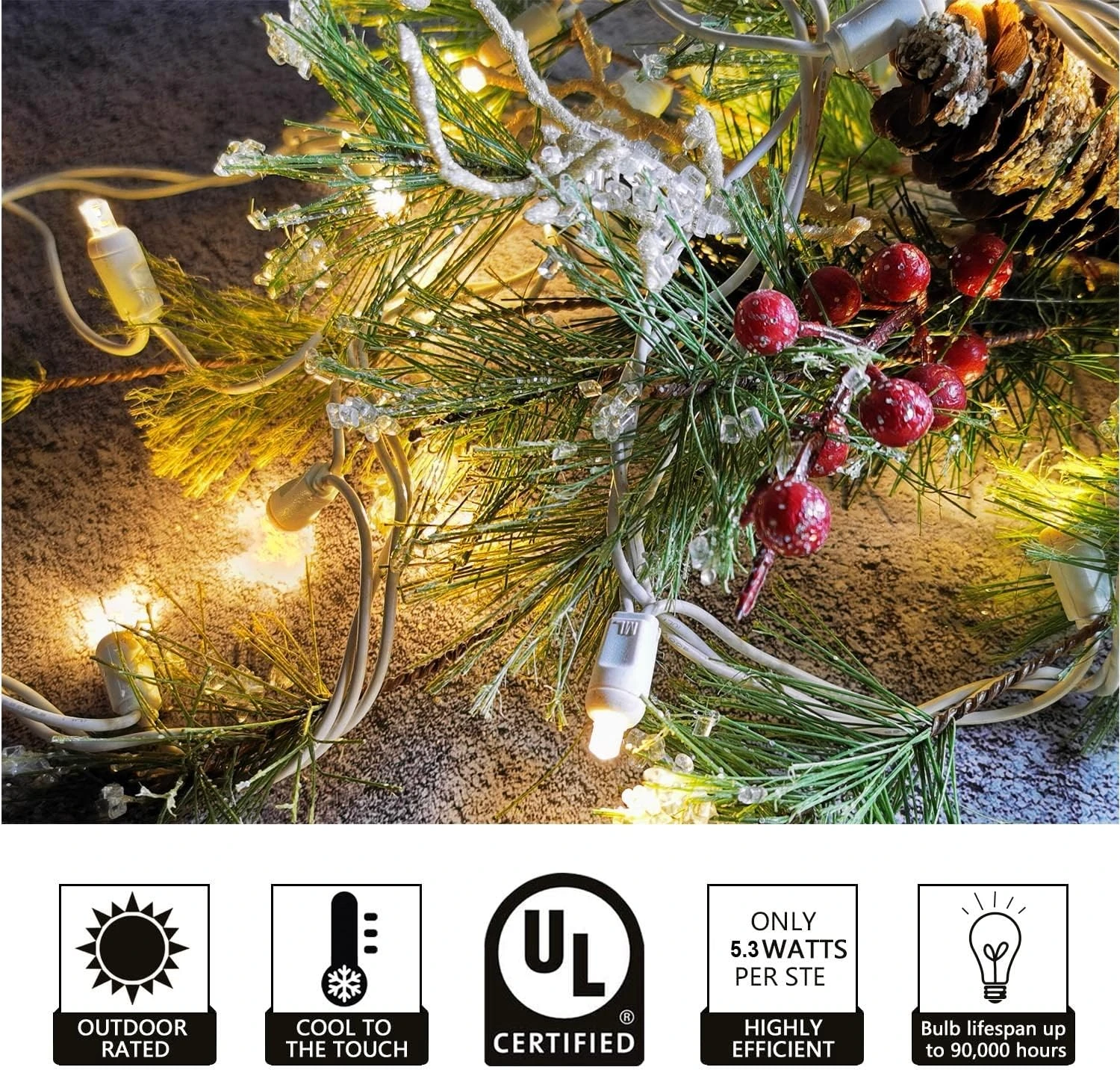 Christmas Lights 50 LED 17FT Commercial Mini LED String Lights, 120V UL, White Wire Xmas Lights For Indoor & Outdoor Use, Holiday Party Decorations,Trees, Light Displays (Warm White) 2 Christmas Lights 50 LED 17FT Commercial Mini LED String Lights, 120V UL, White Wire Xmas Lights For Indoor & Outdoor Use, Holiday Party Decorations,Trees, Light Displays (Warm White) - Image 2