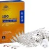 Holiday Joy - Clear White Mini String Lights On White Wire For Christmas Tree Lights - Indoor/Outdoor (100 Lights)
