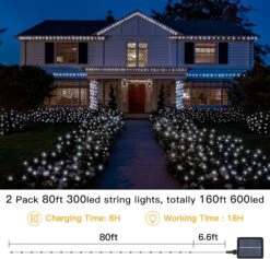 Ollny Solar Christmas Lights, Solar Outdoor String Lights, 2 Pack 80FT/240LED IP67 Waterproof Solar Fairy Lights, 8 Lighting Modes With 3 Timer, For Patio, Balcony, Garden, Wedding(Cool White) -Xmas Lighting Shop 81Y78uBp1L. AC SL1500