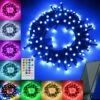 Pooqla Color Changing Solar String Lights Outdoor, 100 LED RGB Solar Christmas Lights With Remote 8 Modes, 16 Colors Solar Colorful Fairy Lights For Summer Decoration Garden Yard Wedding Party Decor