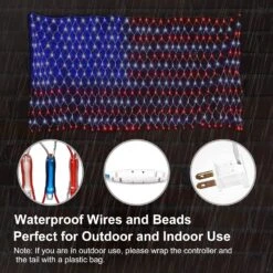 Joiedomi 2Pack LED American Flag Net Lights US Flag String Light Waterproof For Christmas, Holiday, Independence Day, Memorial Day, July 4th, National Day, Decoration, Garden, Yard, Indoor Outdoor -Xmas Lighting Shop 81YWXDDSzkL. AC SL1500