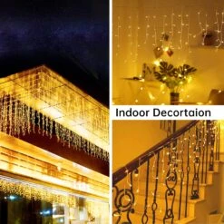 Blingstar Icicle Lights 32.8Ft 300 Led 8 Modes Christmas Lights Plug In Warm White String Lights For Christmas Wedding Party Home Garden Bedroom Indoor Outdoor Decoration -Xmas Lighting Shop 81YbIpOJC7L. AC SL1500