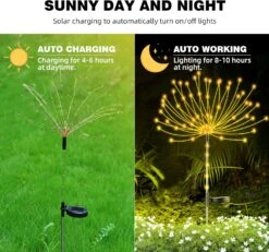 4 PCS Solar Firework Light With Rainbow Tube, 120 LEDs Outdoor Solar Garden Decorative Lights IP65 Waterproof String DIY Landscape Light For Walkway Pathway Backyard Christmas Decoration (Warm-White) -Xmas Lighting Shop 81YldN RIaL. AC SL1500