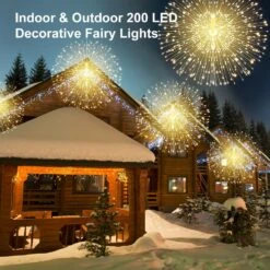 LIGHTNUM 2 Pack Firework Lights Outdoor LED Starburst Lights Battery Operated Copper Wire 8 Mode Dimmable Lights With Romote Control Starburst Christmas Lights For Home, Patio, Indoor (Warm White) -Xmas Lighting Shop 81Ysj z6USL. AC SL1500
