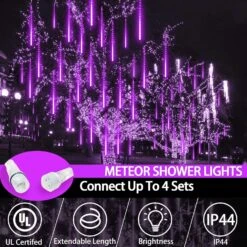 EEIEER Meteor Shower Rain Lights, 16 Inches 10 Tubes 320 LED Outdoor Christmas Snowfall Lights, Plug In Falling Rain Cascade Lights For Xmas Decoration Valentine's Day Thanksgiving Holiday-Purple -Xmas Lighting Shop 81YzxjG3njL. AC SL1500