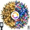 Ollny Christmas Lights Outdoor String Lights 210ft/640 LED Super Long Multicolor 11 Modes&Timer Remote Waterproof Plug In Fairy Light For Xmas Tree Patio Holiday Indoor Decorations Warm White