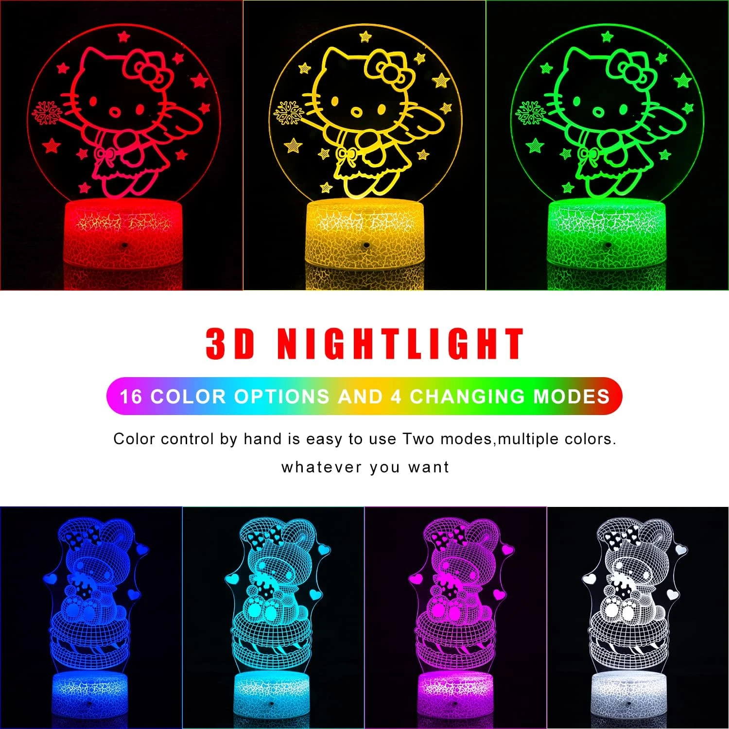 NLUOYLF Kitty Lamp (2 Patterns),Cat Night Light For Kids,Kitty Room Decor,16 Colors Change With Remote,Christmas And Birthday Party Supplies For Boys/Girls 2 NLUOYLF Kitty Lamp (2 Patterns),Cat Night Light For Kids,Kitty Room Decor,16 Colors Change With Remote,Christmas And Birthday Party Supplies For Boys/Girls - Image 2