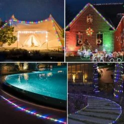 2 Pack Battery Rope Lights Outdoor Waterproof, 66Ft 200 LED Rope Lights For Outside, 8 Modes Remote Christmas String Lights USB Battery Powered For Trampoline Camping Garden Decorations(Multi Color) -Xmas Lighting Shop 81aHmGY0YmL. AC SL1500