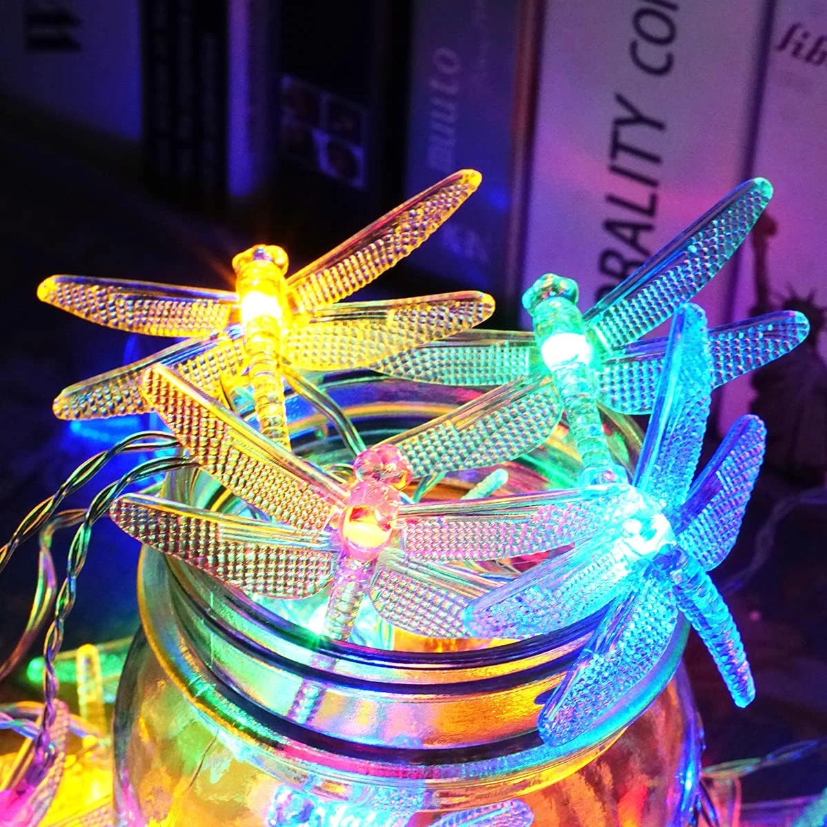 Dragonfly Starry String Lights 10ft 20 LED Decorative Twinkle Fairy Lighting Strand Battery Powered With 2 Modes For Bedroom Wedding Birthday Party Christmas Decor (Multi-Colored) 3 Dragonfly Starry String Lights 10ft 20 LED Decorative Twinkle Fairy Lighting Strand Battery Powered With 2 Modes For Bedroom Wedding Birthday Party Christmas Decor (Multi-Colored) - Image 3