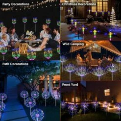 Solar Firework Lights,6 Pack 720 LED Solar Outdoor Garden Lights USB Charging Waterproof, 8 Lighting Modes With Remote Control, 4 Brightness DIY Firefly Lamp For Path Christmas Party Yard (Colorful) -Xmas Lighting Shop 81acZt44cqL. AC SL1500