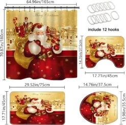 4 Pcs Merry Christmas Shower Curtain Set With Non-Slip Rug, Toilet Lid Cover And Bath Mat, 1 Survivor Pendant,Xmas Snowman Shower Curtains With 12 Hooks, Christmas Shower Curtain Sets For Bathroom -Xmas Lighting Shop 81bNTFaTmYL. AC SL1500
