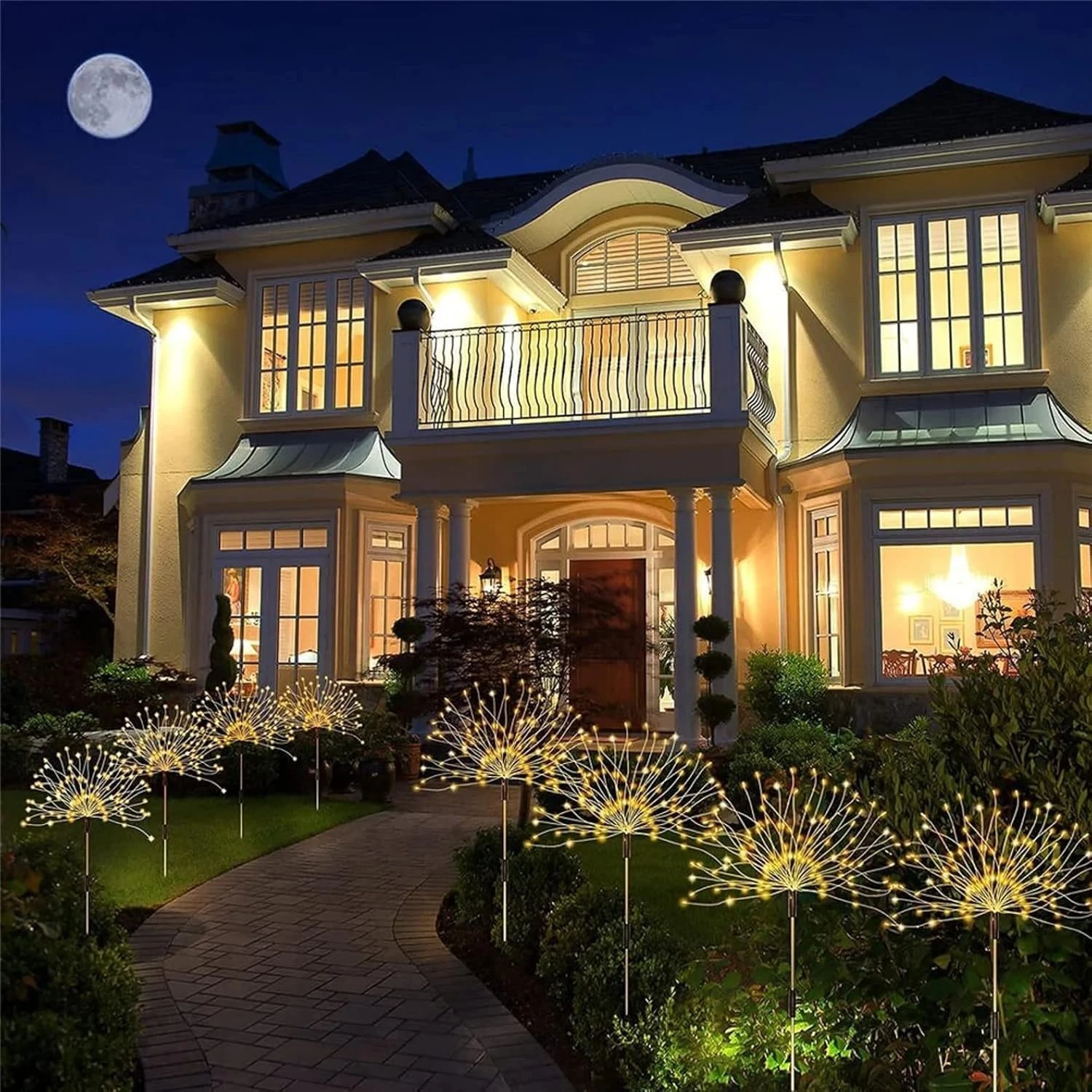 Serpouliom Solar Garden Lights, Firework Lights Outdoor 2 Pack 180 LED Solar Lights Outdoor Waterproof Landscape Lamp, Decor For Courtyard Garden Christmas Party (Warm White) 6 Serpouliom Solar Garden Lights, Firework Lights Outdoor 2 Pack 180 LED Solar Lights Outdoor Waterproof Landscape Lamp, Decor For Courtyard Garden Christmas Party (Warm White) - Image 6