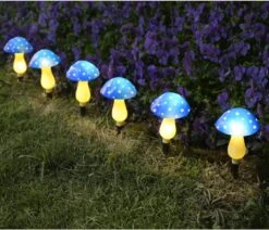 Abkshine 6-Pack Blue Solar Garden Lights, Solar Powered Mushroom Stake Lights For Outdoor Yard Decor, Waterproof Garden Ornaments For Backyard Lawn Deck Landscape Fence Christmas Halloween Decorations -Xmas Lighting Shop 81bspNdIZ6L. AC SL1500