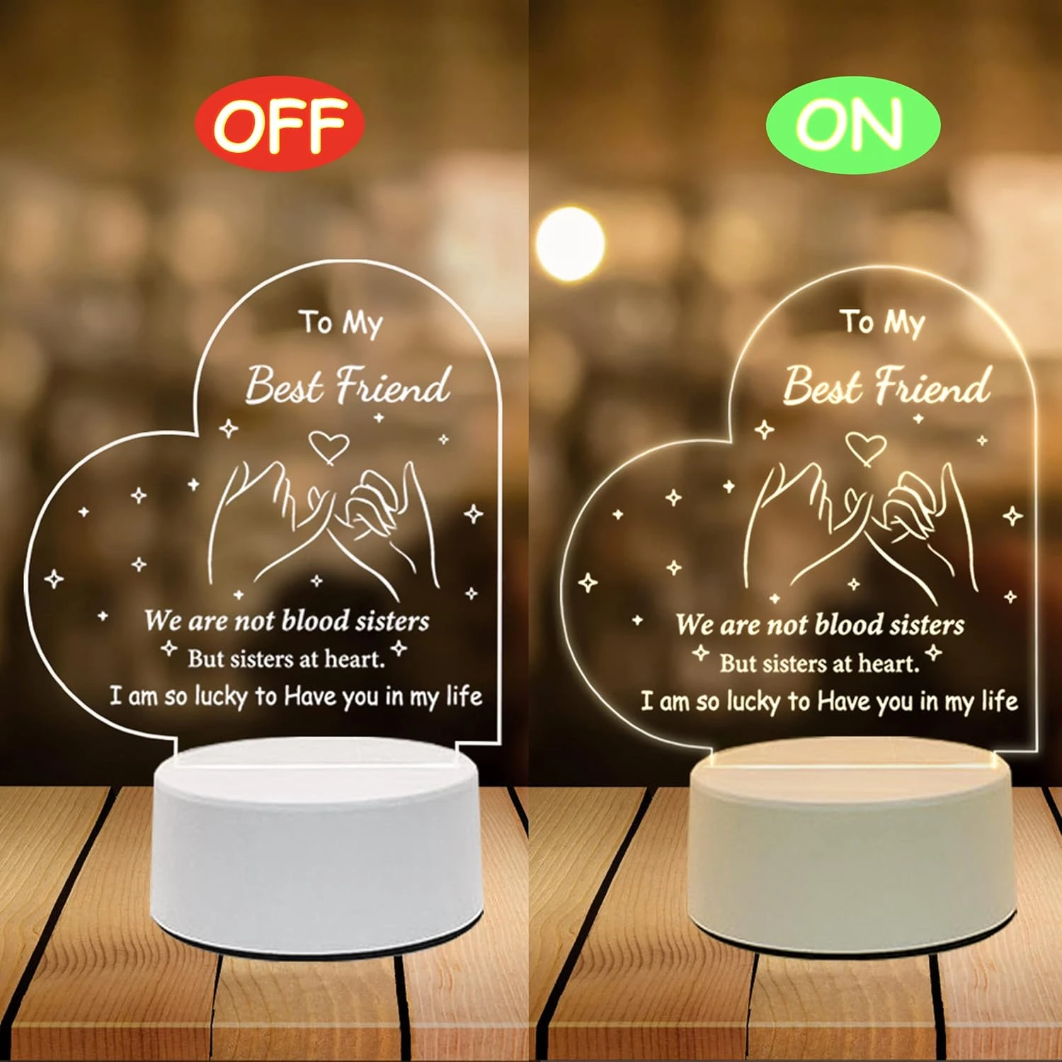 LE XIAOXI Best Friend Birthday Gifts Friendship Gifts Acrylic Night Light, Thank You Gifts For Friends - Christmas Birthday Gifts For Bestie, BFF 6 LE XIAOXI Best Friend Birthday Gifts Friendship Gifts Acrylic Night Light, Thank You Gifts For Friends - Christmas Birthday Gifts For Bestie, BFF - Image 6
