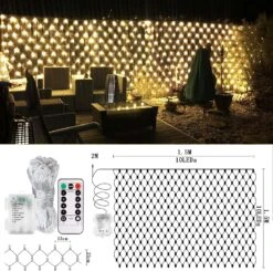 Echsoari Battery Operated Net Lights, 100 LED Net Fairy Lights 8 Modes Remote Timer Dimmable Garden Patio Mesh Lighting For Bush Deck Fence Wall Party Wedding Christmas Decor (Warm White) 11 Echsoari Battery Operated Net Lights, 100 LED Net Fairy Lights 8 Modes Remote Timer Dimmable Garden Patio Mesh Lighting For Bush Deck Fence Wall Party Wedding Christmas Decor (Warm White) -Xmas Lighting Shop 81c 42UAAXL. AC SL1500