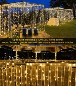 426.5ft String Lights 1200 LED Extra Long Christmas Lights With Remote 8 Lighting Modes & Timer Memory Outdoor Waterproof Decorations For Home Xmas Tree Yard Wedding Party Backdrop Decor (Warm White) -Xmas Lighting Shop 81cM7s0zdnL. AC SL1500
