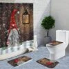 Ilmobile Christmas Gnome Bathroom Sets With Shower Curtain And Rugs, Gnomes Christmas Shower Curtain Set With Rugs, Christmas Bathroom Rugs Christmas Bathroom Decor (M2)