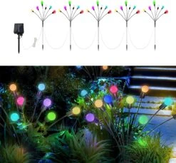 5 Pack Solar Firefly Lights Outdoor Waterproof, Solar Starburst Swaying Lights, 2 Modes, 30-LED Solar Garden Lights, Christmas Decorative Stake Pathway Lights Landscape Lights (Multicolour)