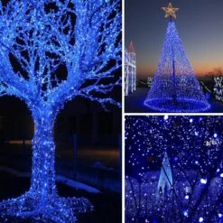 VTECHOLOGY Christmas String Lights, 66FT 200 LEDs Blue Halloween String Lights 8 Modes Fairy Lights With End-to-End Plug Decoration For Christmas Tree Indoor Outdoor, Blue (Clear Wire) -Xmas Lighting Shop 81clP2fkrXL. AC SL1000