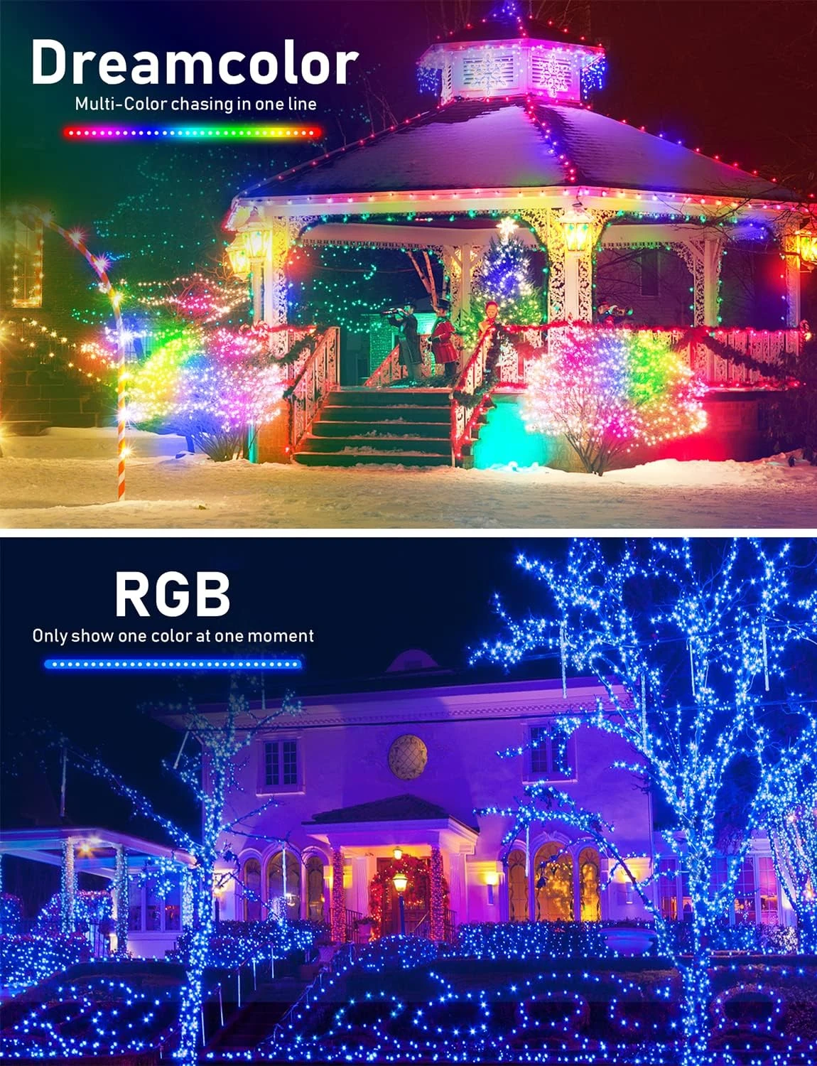 Popotan Outdoor String Lights, Color Changing Waterproof Christmas Lights With Remote Works With Amazon Echo, App Controlled Music Sync Led String Lights For Indoor Outdoor Decor (16.4 FT) 6 Popotan Outdoor String Lights, Color Changing Waterproof Christmas Lights With Remote Works With Amazon Echo, App Controlled Music Sync Led String Lights For Indoor Outdoor Decor (16.4 FT) - Image 6