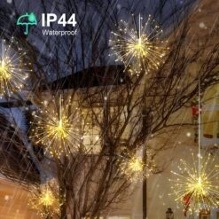 LIGHTNUM 2 Pack Firework Lights Outdoor LED Starburst Lights Battery Operated Copper Wire 8 Mode Dimmable Lights With Romote Control Starburst Christmas Lights For Home, Patio, Indoor (Warm White) -Xmas Lighting Shop 81d5IHSnHFL. AC SL1500