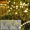 40LED Garden Solar Lights, 4 Packs Vibrant Solar Powered Firefly Lights Outdoor Waterproof Starburst Swaying Light For Pathway Landscape Courtyard Christmas House Decoration, White Warm