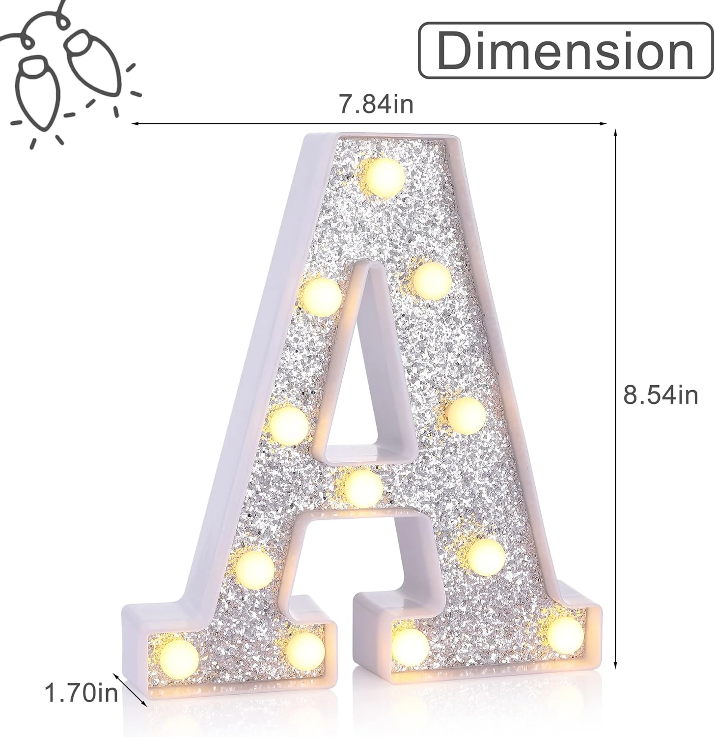 Foaky LED Letter Lights Sign Light Up Silver Letters Letter Sign For Night Light Birthday Party Battery Powered Christmas Lamp Girls Gifts Home Bar Decoration (A) 2 Foaky LED Letter Lights Sign Light Up Silver Letters Letter Sign For Night Light Birthday Party Battery Powered Christmas Lamp Girls Gifts Home Bar Decoration (A) - Image 2