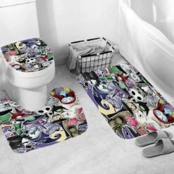 DDS-DUDES 4Pcs Nightmare Before Christmas Zombie Bride Jack Shower Curtain Sets Kids Bathroom Halloween Christmas Decor With 12 Curtain Hooks For Bathroom, Waterproof 71 X 71 Inch (D00050) -Xmas Lighting Shop 81dVjW3AgTL. AC SL1500