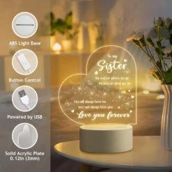 Sisters Gifts From Sister, Sister Birthday Gift Ideas - Engraved Night Light, Birthday Gifts For Sister From Sister Brother, Mothers Day Graduation Christmas Gifts For Sister -Xmas Lighting Shop 81dd9y8ZrKL. AC SL1500