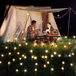 Solar Garden Lights Outdoor Lighting:4 Pack Upgraded 8 LED Solar Powered Firefly Lights,Outdoor Waterproof Vibrant Garden Lights For Patio Pathway Christmas Landscape Decoration,Warm White (Black) -Xmas Lighting Shop 81dkw8yg2KL. AC SL1500