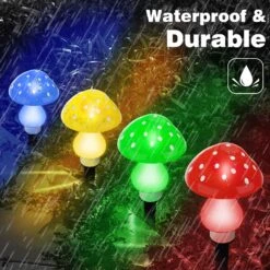 Set Of 12pcs Mushroom Solar Lights Outdoor Garden Waterproof, 8 Lighting Modes Solar Mushroom Lights, Mushroom Decor With Solar LED String Lights For Garden Outside Yard Path Lawn Christmas (Round) -Xmas Lighting Shop 81e66MwO2vL. AC SL1500