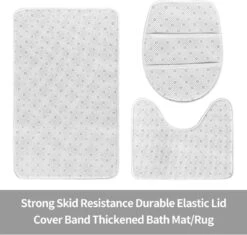 LAYINUSG 4Pcs Merry Christmas Shower Curtain Set With Non-Slip Rugs, Toilet Lid Cover And Bath Mat, Xmas Winter Holiday Bathroom Decor With Hooks 72 X 72 Inches -Xmas Lighting Shop 81edeMYrNwL. AC SL1500