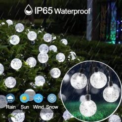 Solar String Lights Outdoor Waterproof,50LED Crystal Globe Solar String Lights,8 Mode 7M/24Ft Outdoor Solar Powered String Lights For Garden,Patio,Christmas,Parties,Wedding,Festival (Cool White) -Xmas Lighting Shop 81erElHnuAL. AC SL1500