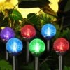 Honoson 6 Pieces Crackle Glass Solar Lights LED Color Changing Solar Lights Outdoor Lawn Lights Solar Lights For Christmas Garden Decor Lights Patio Pathway Lawn Yard Landscape