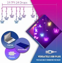 Butterfly Fairy Lights For Bedroom Curtain Ceiling Wall Decor USB Plug-in 120 Led 19.7FT Twinkle String Light With Remote, For Toddler Teen Girls And Christmas Decorations -Xmas Lighting Shop 81fE 975jSL. AC SL1500