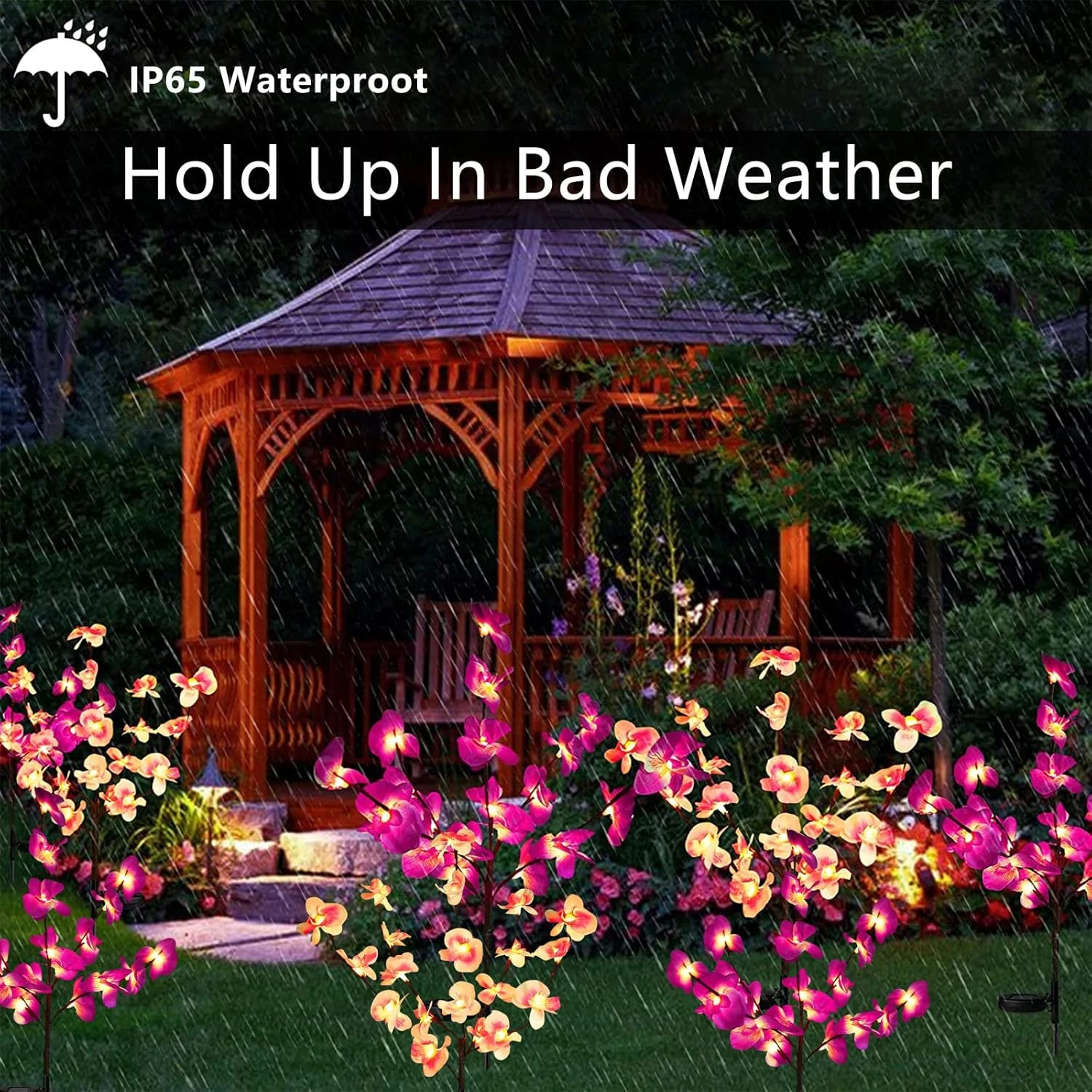 Rirool Solar Garden Stake Lights For Garden, Patio, Backyard Christmas Decors, Waterproof Solar Powered Purple & Pink Orchid Lights, Outdoor Solar Flower Landscape Decorative Lights, 2 Pack 5 Rirool Solar Garden Stake Lights For Garden, Patio, Backyard Christmas Decors, Waterproof Solar Powered Purple & Pink Orchid Lights, Outdoor Solar Flower Landscape Decorative Lights, 2 Pack - Image 5