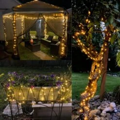 QITONG 4 Pack Warm White Solar Fairy Lights, 144ft 400 LED Solar Outdoor Lights Waterproof, 8 Modes Copper Wire Solar Twinkle Lights For Tree Garden Patio Party Yard Wedding Christmas -Xmas Lighting Shop 81fOYSk B9L. AC SL1500