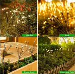 40LED Garden Solar Lights, 4 Packs Vibrant Solar Powered Firefly Lights Outdoor Waterproof Starburst Swaying Light For Pathway Landscape Courtyard Christmas House Decoration, White Warm -Xmas Lighting Shop 81foWOBvVL. AC SL1500