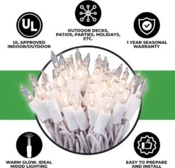 612 Vermont 100 Clear Christmas Lights On White Wire, UL Approved For Indoor/Outdoor Use, 18 Foot Of Lighted Length, 20 Foot Of Total Length -Xmas Lighting Shop 81ftdAzFaQL. AC SL1500