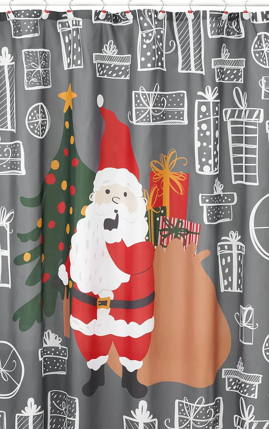 17-Piece Christmas Holiday Bathroom Accessory Set With | Resin Liquid Soap Pump| Bath Rug | Shower Curtain | 12 Curtain Hooks | 2 Hand Towels| Gift Box Set | Xmas Decor (Silly Santa) 5 17-Piece Christmas Holiday Bathroom Accessory Set With | Resin Liquid Soap Pump| Bath Rug | Shower Curtain | 12 Curtain Hooks | 2 Hand Towels| Gift Box Set | Xmas Decor (Silly Santa) - Image 5