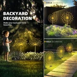 4 PCS Solar Firework Light With Rainbow Tube, 120 LEDs Outdoor Solar Garden Decorative Lights IP65 Waterproof String DIY Landscape Light For Walkway Pathway Backyard Christmas Decoration (Warm-White) -Xmas Lighting Shop 81gJ2QGIeHL. AC SL1500