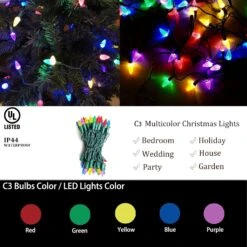 MXTCLM C3 Christmas Lights, 50 LED Strawberry String Lights, 18.31ft Multicolor C3 Lights, Fairy Lights For Outdoor, Indoor, Garden, Yard, Home, Party, Christmas Tree Decorations (Multicolor) -Xmas Lighting Shop 81gU7OhogFL. AC SL1500