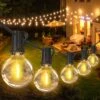 50FT Outdoor Patio String Lights, Outside G40 LED Globe Lights Waterproof UL Listed Connectable Hanging Lights With 25 Shatterproof Plastic Bulbs (2 Spare) For Backyard Porch Balcony Christmas Party
