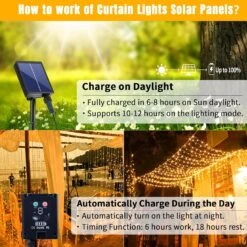 600LED Solar Curtain Fairy Lights Outdoor, 20 * 10FT Solar Curtains String Lights Waterproof With Remote Control & 8 Modes, Upgarde Solar Panel And Tpye C Powered For Garden, Gazebo, Christmas Decor -Xmas Lighting Shop 81gnmzYzoML. AC SL1500