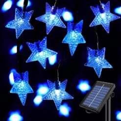 SEMILITS Outdoor Solar String Lights 30Ft 50LED Star Fairy String Lights For Room Decor Garden Christmas Decorative House Lights(Blue)