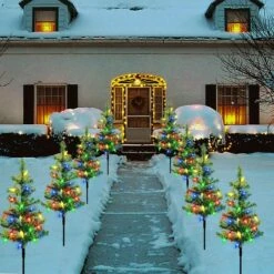 Upgraded Set Of 4pcs Solar Christmas Tree Lights Outdoor Decorations, With 80 LEDs Solar Christmas C6 Strawberry String Lights For Outside Yard,Patio,Garden,Grave,Cemetery Xmas Ornaments(Multicolor) -Xmas Lighting Shop 81hJ1yPLwEL. AC SL1500